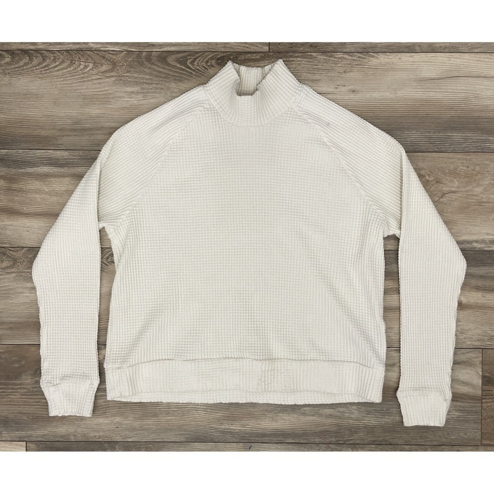 The North Face Chabot Mock Neck Off White Waffle Sweater Women's Size XL